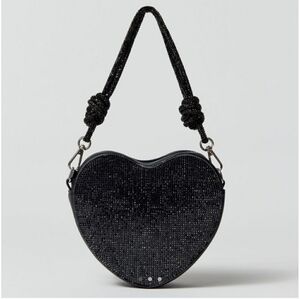 Kimchi Blue NWT Black Rhinestone Heart Mini Baguette Bag |Coquette Girl Y2K Glam